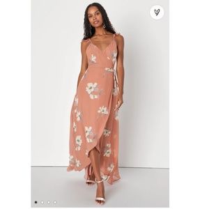 Lulus All Mine Rusty Rose Wrap Dress NWT